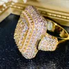 Mens Iced Out Ring Diamond Cz Designer Big Pinky Icy Every Day Wear Unisex Maten Cadeau voor hem