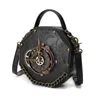 Marsupi Borsa a tracolla Steampunk Borsa retrò Orologio gotico da donna in pelle con rivetti a tracolla