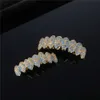 Fangs Shaped Grillz Tandengrills Goud Zilver 2023 Nieuwe Mode Blauw Messing Zirkoon Lichaamssieraden Geometrische Oplichtende Feestsieraden /