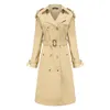 Trench di fascia alta, giacca lunga alla moda in cotone da donna, giacca in cotone alla moda a maniche lunghe