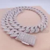 18 mm 20 mm szerokość Srebrny Naszyjnik Hip Hop VVS Moissanite Cuban Link Chain Diamond Męs