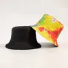 Ball Caps Double Sided Fishermans Hat Cashew Nut Flower Color Painting Tie Dyeing Mens and Womens Travel Leisure Basin Outdoor Folding