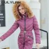 Sets OURLYLAN FODEMODE NEUE WINTERNEHMEN Damen mit Kapuze -Jumpsuits Parka Cotton gepolstert warme Flügel Skianzug Reißverschluss ein Stück Freizeitstreckenanzüge