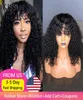 Machine Made Sew In Wig Human Hair Wig Malaysian Kinky Curly With Bang Natural Color For Women Glueless Wigs Long 2651399
