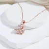 Pendentif Colliers Syoujyo Brillant Naturel Zircon Collier pour Femmes 585 Rose Or Couleur Fine Bijoux Boîte Chaîne Mariée Mariage