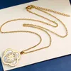 Men necklaces designer jewlery designer for women necklaces 18K Gold Rose gold silver chain necklace circular letter flower Accessory