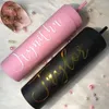 Nome personalizado tumbler com palha proposta de presente de dama de honra personalizar copo rosa bpa livre garrafa de água de borracha acrílica skinny tumbler 240307