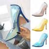 Dress Shoes Women's High Heels Clearly Glass European And American Style Single Transparent Pointed Yellow Blue Powder 42