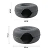 Donut Cat Bed Tunnel Casa de juguete interactiva para 2 gatos Fieltro Mascota Cueva medio cerrada Entrenamiento interior Perrera Suministros para mascotas 240304