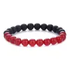 Charme Pulseiras 8mm Preto Matte Beads Homens Ethinc Vermelho Elástico Pulseira Para Mulheres Oração Yoga Jóias Presente