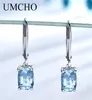 UMCHO GELINE 925 STANT SIRT SIRN SILLE BLUE TOPAZ LES MORGNAUX D'OREURES ÉLÉGANTES BIJOURS DE METTOIRE DE METTORE GEMS POUR FEMMES DES FEMMES 210616576808