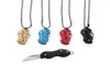 Couteau pliant en acier inoxydable, pendentif, colliers créatifs en forme d'arachide, collier de couteau clé, Mini outils d'extérieur portables 2128998
