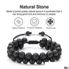 Chain 6Mm 8Mm Oil Diffuser Lava Double Layer Bracelet Adjustable Frosted Stone Bracelets Women Men Fashion Jewelry Drop Delivery Jewe Dhqtf