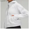 Женские куртки Lululemens с капюшоном Plus Veet, осенне-зимняя толстовка для йоги с капюшоном для подводного плавания, утепленная спортивная полумолния, махровый дизайнерский свитер Chothing, свободная короткая одежда