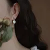 France presque circulaire baroque naturel perle d'eau douce pendentif boucles d'oreilles mode Simple vert cristal boucles d'oreilles femmes bijoux 240301