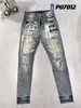 Jeans violets Hommes Designer Mens Skinny Kusbi Jeans Designer Denim Pant Distressed Ripped Biker Noir Bleu jocn Jean Slim Fit Moto