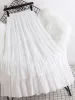 Sukienki Beiyingni 2023 Summer Długie spódnica Kobiety proste, swobodne koronkowe patchwork plisowane wysokiej talii midi spódnice aline huśtawka faldas jupe różu