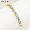 TBCYD 3mm High Carbon Diamond Bracelets Bangles For Women S925 Silver XO Row of Diamonds Two-tone Bracelets Hand Chain Jewelry 240305