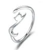 Bröllopsringar Onequarter 925 Sterling Silver Sticky Cat med lång svansfingerring Kvinnor Justerbara engagemang Kreativa smycken 206036303