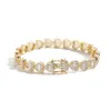 Bangle Trendy 18K Gold Plated Luxury Full Cubic Zircon Micro Insert Heart Shaped Tennis Chain Bracelet Hiphop Jewelry