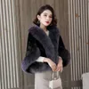 Haining Autumn and Winter New Hair Shawl Cloak Short Mink Skin Coat Women's 2023 Fur 219690