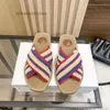 Slipper Slipper Designer Sandal Chlloe Woody Sandals 2024 Word High Version New Flat Bottom Womens Summer One Fashion Outerwear Woven OBJ3