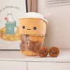 Stuffed Animals A Bag Of 8pcs Boba Pudding Soft Toy Cat Paw Wolfberry Milk Tea Hug Plush Creative Throw Pillow Cartoon Kids Gift 230211 240307