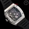 2024 YS Factory Men's Watch RM001 True Tourbillon Mechanical Movement Upgrade Tempered Glass Double Layer bokstavlig gummiband Stålfodral