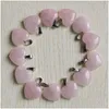 Charms Natural Crystal Rose Quartz Tigers Eye Stone Charms Love Heart Shape Pendant For DIY Earrings Halsband smycken Making Acc Drop Dhuvt