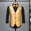 Coletes masculinos confortáveis ​​homens colete formal colete retro disco laço conjunto para festa de casamento do noivo brilhante v pescoço