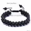 Chain 6Mm 8Mm Oil Diffuser Lava Double Layer Bracelet Adjustable Frosted Stone Bracelets Women Men Fashion Jewelry Drop Delivery Jewe Dhqtf