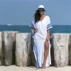 Vestido moderno kaftan branco longo solto ajuste vestido de praia feminino cobrir resortwear turquia graciosa maxi vestido caftan boho impressão bainha túnica