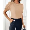 Camicette da donna 2024 Estate Semplice Camicetta da donna Tinta unita Girocollo Camicia Office Lady Maniche corte Streetwear S-XXL Casual Magliette e camicette