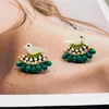 Boucles d'oreilles à tige en forme d'oiseau fritillaire naturel, fait à la main, européen et américain, vert, élégant, doux, belle dame