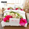 Zestawy pościeli Piękne kwiaty Zestaw 3PC Kwiatowa kołdra miękka wygodna oddychająca do sypialni dekoracje pokoju gościnnego