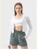 Lu roupas de yoga manga longa recortada protetor solar jaqueta creme estilo menina zip fiess upf50 + ginásio topo activewear correndo casacos roupas de treino mulher