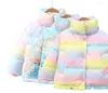 Abrigo de plumón para niños y niñas, chaquetas cálidas de otoño e invierno, cortas con capucha de Color de tamaño pequeño y mediano