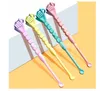 Latest Colorful Metal Dab Dabber Hands Earpick With Ring Smoking Snuff Snorter Sniffer Powder Spoon Shovel Scoop Pipe Tool Straw Accessories