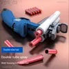 Gun Toys Soft Bullet Toy Gun Manual Foam Dart Shell Ejection Dubbel-fat Skytte Launcher Model för barn Vuxna som skjuter YQ240307