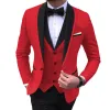 Pakken Nieuwe Bruiloft Avondjurk 3 Stuks Jas + Broek + Vest Mannen Pak Set Mode Slim Fit Party Casual mannelijke Blazer Luxe Homme Kostuum