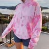 Women's Hoodies 2024 Fashion Casual Long Sleeve Tie Dye Hoodie Harajuku Oversize Sweatshirt Blue Winter Clothes Pullover Tops Streetwear