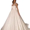 Vintage A Line Wedding Dresses One Shoulder Lace Appliques Bridal Gowns Puffy Sweep Train Bride Dress