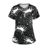 Women's T Shirts Working Uniforms Fashion Irregular Floral Print Nursing V-Neck Blouse Dental Clinic Uniform Short Sleeve Scrub