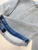 2024 Vinatge Blue Lapel Neck Long Sleeves Demin Womens Coats Designer Single Buttons Pockets Tassel Jackets 3073