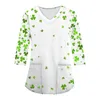 T-shirts voor dames Ierse St. Patrick's Day-kleding Carer'S Top met 7 minuten mouwen Pullover Nationale Ropa De Mujer