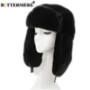 Chapeau de bombardier en fourrure de papillon pour femmes, Ushanka russe, chapeau de trappeur noir, oreilles de Ski chaudes d'hiver, Gorros Mujer Invierno259x