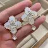 Boucles d'oreilles en laiton blanc, coquille naturelle, fleur, bijoux pour femmes, Punk, robe de soirée, spectacle en T, piste coréenne et japonaise INS