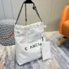 Designer Denim Sandbag Wool Felt Canvas Shopping Bag Leather Chain Handbag Brand S Women's Embroidery M1 M1