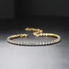 Casual Design Zircon Anklet Female Gold Plating Copper Populär full av diamantfot smycken Tenniskedja för kvinnor