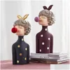 Decorative Objects & Figurines Modern Moden Girl Resin Art Statue Gift Salon Scpture Ornaments Home Decoration Tabletop Figurines Acce Dhz3T